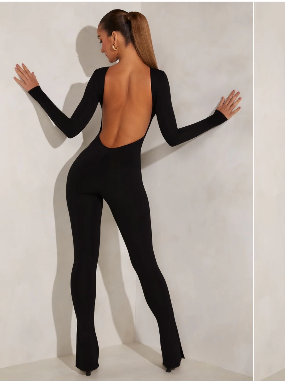 Rumer High Neck Open Back Jumpsuit in Black